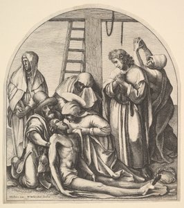 Zejście z krzyża, według Holbeina, 1640. autorstwa Wenceslaus Hollar