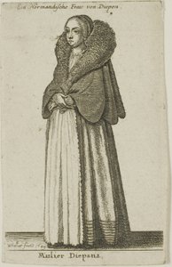 Kobieta z Dieppe autorstwa Wenceslaus Hollar