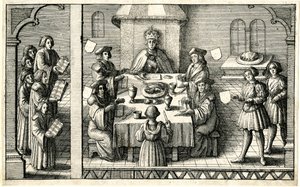 Kolacja podczas inwestytury Ferdynanda I do Podwiązki autorstwa Wenceslaus Hollar