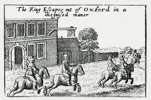 Ucieczka Karola I z Oksfordu w przebraniu autorstwa Wenceslaus Hollar