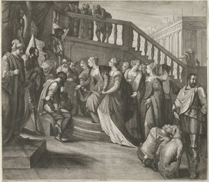Estera przed Aswerusem autorstwa Wenceslaus Hollar