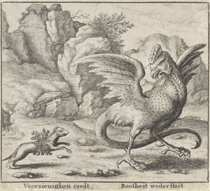 Bajka o Bazyliszku i Łasicy Bajki (tytuł serii) autorstwa Wenceslaus Hollar