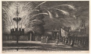 Fajerwerki w Hemissemie autorstwa Wenceslaus Hollar