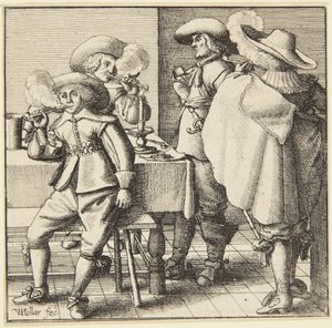 Czterech palących mężczyzn autorstwa Wenceslaus Hollar