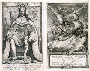 Frontispis i strona tytułowa do "Bibliotheca Regia, or The Royal Library", 1659 (akwaforta i rycina) autorstwa Wenceslaus Hollar
