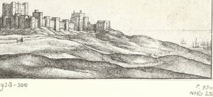 Widok na zamek Dover Dover Castle y West Side (tytuł na obiekcie) Zabytki wokół angielskiego wybrzeża (tytuł serii) autorstwa Wenceslaus Hollar