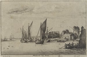 Widok na Willebroek w pobliżu Mechelen Willebroek bey Boom (tytuł na obiekcie) Riverscapes i Coastal Views (tytuł serii) autorstwa Wenceslaus Hollar