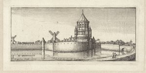 Widok na Kleine Houtpoort w Haarlem autorstwa Wenceslaus Hollar