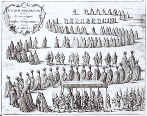 Wielka Procesja Władcy i Rycerzy Podwiązki w Windsor, 1672 autorstwa Wenceslaus Hollar