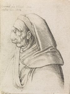 Groteska profilowała mężczyznę w kapturze autorstwa Wenceslaus Hollar