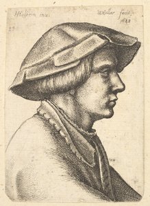 Głowa młodego mężczyzny w kapeluszu z profilu po prawej, 1648. autorstwa Wenceslaus Hollar