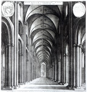 Wnętrze nawy kościoła św. Pawła, 1658 autorstwa Wenceslaus Hollar