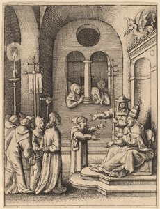 Jezus ponownie przed Kajfaszem autorstwa Wenceslaus Hollar