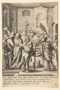 Jezus przed Annaszem, 1625-77. autorstwa Wenceslaus Hollar