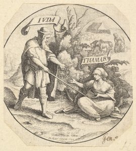 Juda i Tamar, 1640. autorstwa Wenceslaus Hollar
