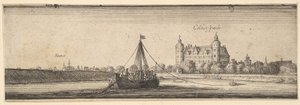 Zamek Kelsterbach niedaleko Hoechst am Main, 1642-44. autorstwa Wenceslaus Hollar
