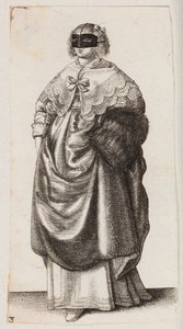 Kobieta z maską i mufką autorstwa Wenceslaus Hollar