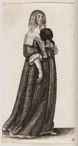 Kobieta w chuście i z piórkowym wachlarzem autorstwa Wenceslaus Hollar