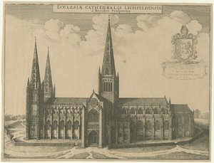 Katedra w Lichfield - widok na południe: grawerowanie autorstwa Wenceslaus Hollar