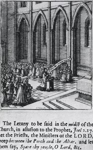 Litania w kościele, ok.1655 (akwaforta) autorstwa Wenceslaus Hollar