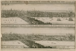 Londyn, przed i po wielkim pożarze autorstwa Wenceslaus Hollar
