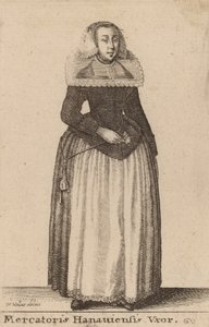 Żona kupca z Hanaui. autorstwa Wenceslaus Hollar