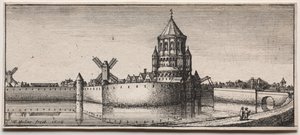 Brama miejska z fosą autorstwa Wenceslaus Hollar