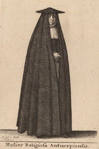 Religijna kobieta z Antwerpii. autorstwa Wenceslaus Hollar