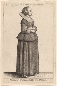 Kobieta z Wiednia w domu autorstwa Wenceslaus Hollar