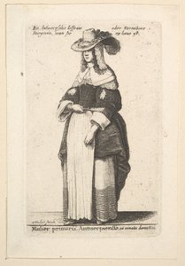 Czołowa kobieta z Antwerpii, udomowiona szlachcianka z Antwerpii w stroju domowym..., 1625-77. autorstwa Wenceslaus Hollar