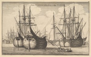 Holenderscy frachtowcy lub flety, 1647 autorstwa Wenceslaus Hollar
