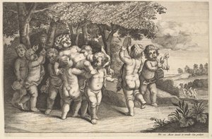 Dziewięć małych chłopców, 1625-77. autorstwa Wenceslaus Hollar
