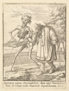 Stary człowiek, z Tańca Śmierci, 1651. autorstwa Wenceslaus Hollar
