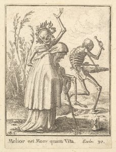 Stara kobieta, z Tańca Śmierci, 1651. autorstwa Wenceslaus Hollar