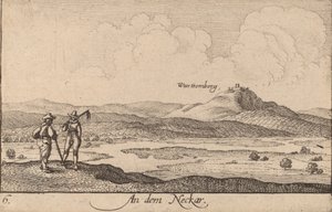 Nad Neckarem, 1635. autorstwa Wenceslaus Hollar