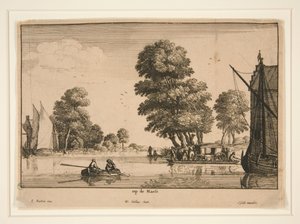 Nad Mozą [Widok rzeki] autorstwa Wenceslaus Hollar