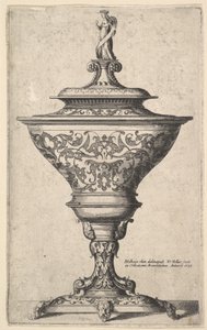 Ozdobny kielich na nogach masek, 1645. autorstwa Wenceslaus Hollar