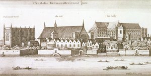 Część miasta Westminster, 1647 r. autorstwa Wenceslaus Hollar