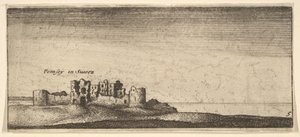 Zamek Pevensey, 1652-77. autorstwa Wenceslaus Hollar