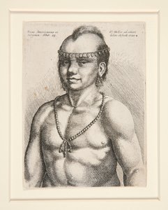 Portret Indianina, prawdopodobnie wojownika zwanego Jaquesem z narodu Musee-Delaware autorstwa Wenceslaus Hollar