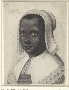 Portret młodej czarnej kobiety, 1645 autorstwa Wenceslaus Hollar