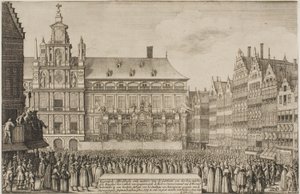 Ogłoszenie traktatu z Münster autorstwa Wenceslaus Hollar