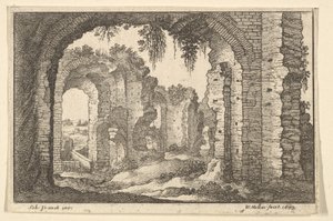Ruiny rzymskie, 1673. autorstwa Wenceslaus Hollar