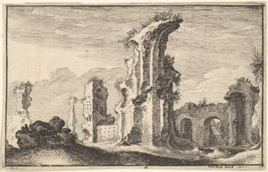 Ruiny St Croix de Jerusalem, XVII wiek. autorstwa Wenceslaus Hollar