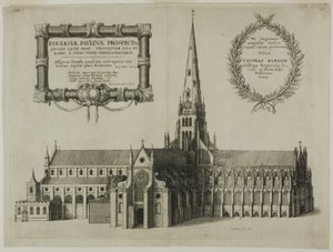 Pawła od strony południowej z iglicą autorstwa Wenceslaus Hollar