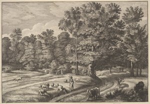 Pasterze w lesie, 1648-50. autorstwa Wenceslaus Hollar