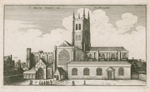 St Mary Overies, Southwark, Londyn; rysunek datowany na 1647 autorstwa Wenceslaus Hollar