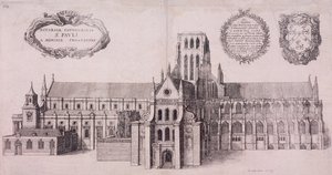 Stara katedra św. Pawła, Londyn, 1656 r autorstwa Wenceslaus Hollar