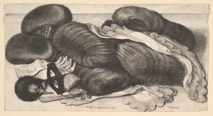 Martwa natura z grupą mufków, parą rękawiczek, wachlarzami, maską i dwiema chustkami, 1647. autorstwa Wenceslaus Hollar