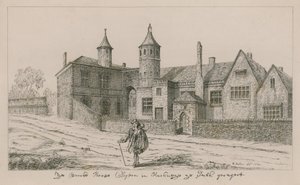 Brooke House, Clopton w Hackney, południowy aspekt autorstwa Wenceslaus Hollar